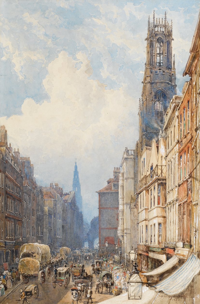 Fleet Street, London, 1834 (wc på papir) av George Shepherd