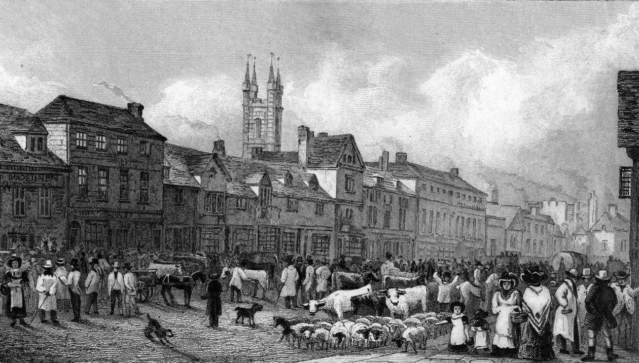 Market Day i Ashford, Kent, gravert av T. Garner, 1830 av George Shepherd