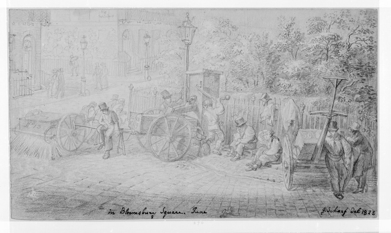På Bloomsbury Square under hetebølgen, 1828 av George Snr Scharf