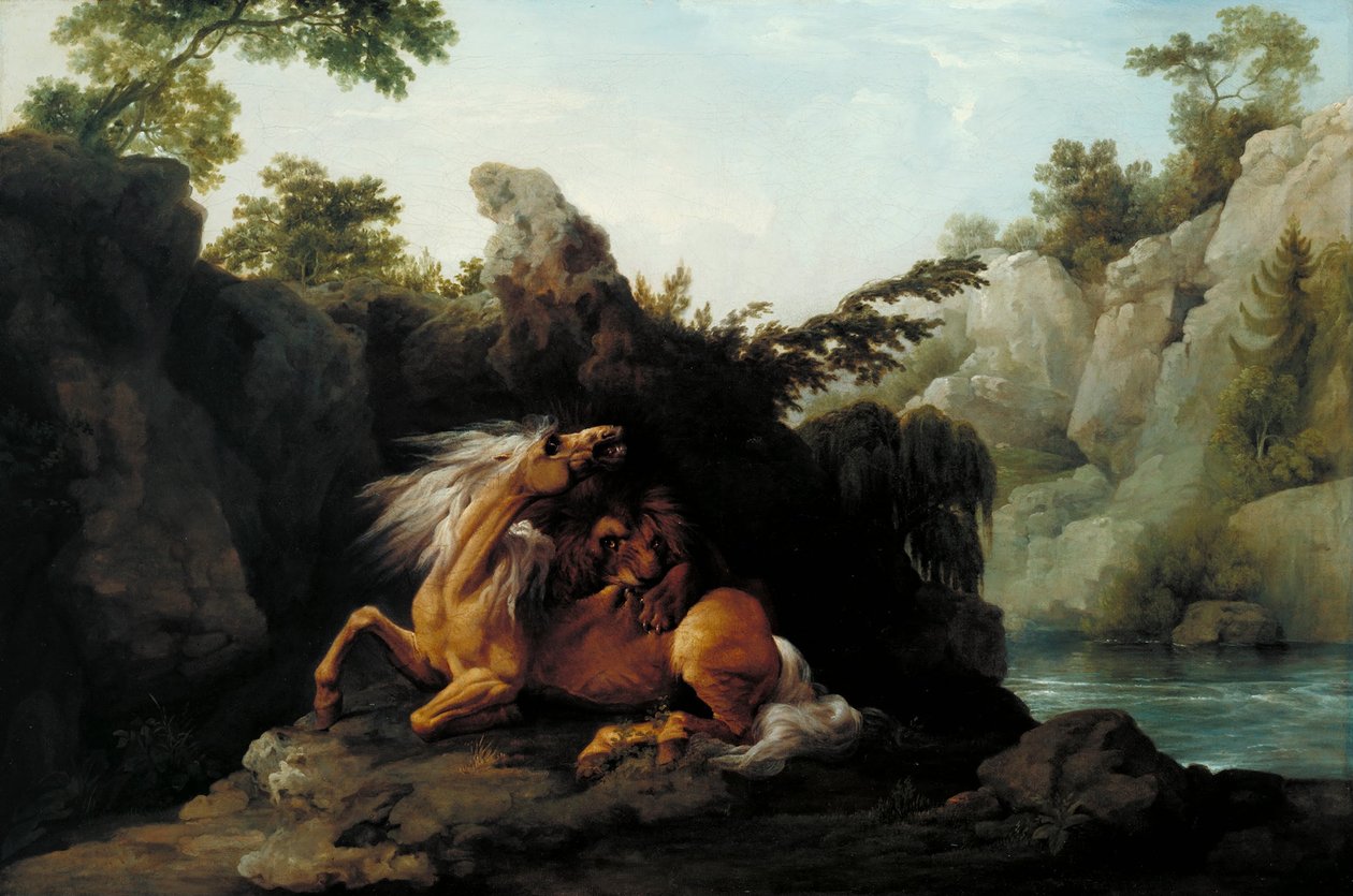 Hest slukt av en løve av George Stubbs