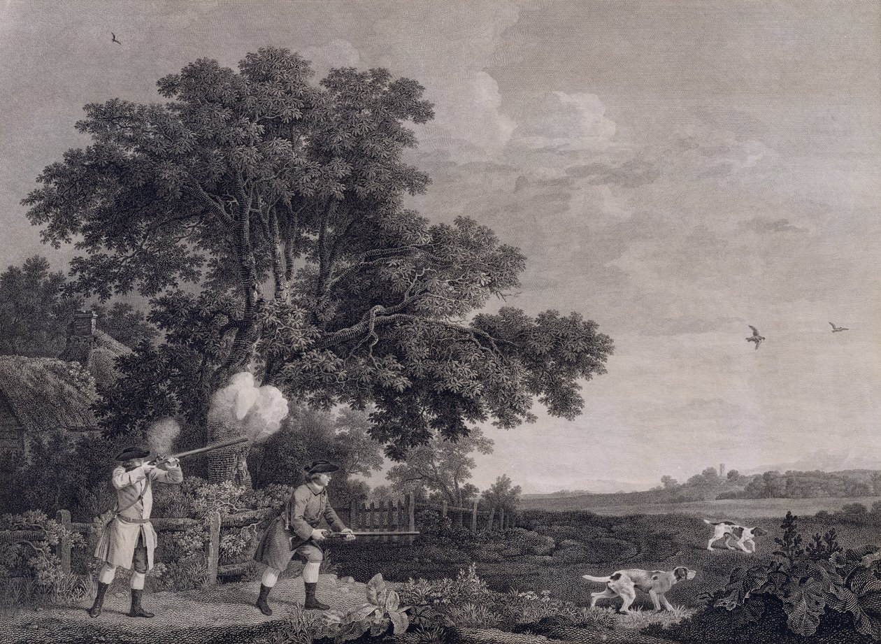 Skyting, plate 3, gravert av William Woollett (1735-85) 1770 (gravering med etsning) av George Stubbs