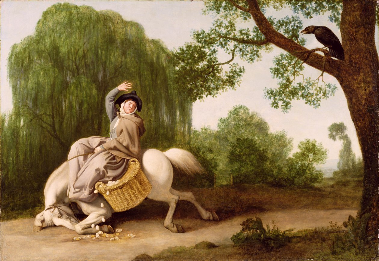 Bondens kone og ravnen, 1786 (olje på kvernbrett) av George Stubbs