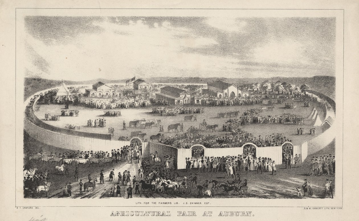 Agricultural Fair i Auburn, litho av G. und W. Endicott, 1844 av George T. Sanford