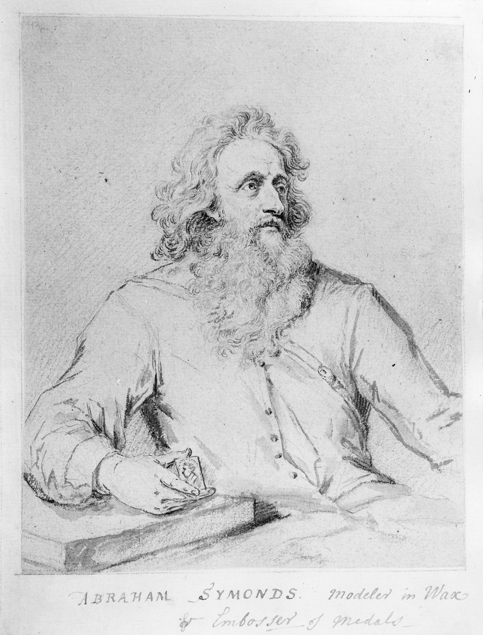 Abraham Symonds, etter et portrett av Sir Godfrey Kneller (penn og blekk og vask på papir) av George Vertue