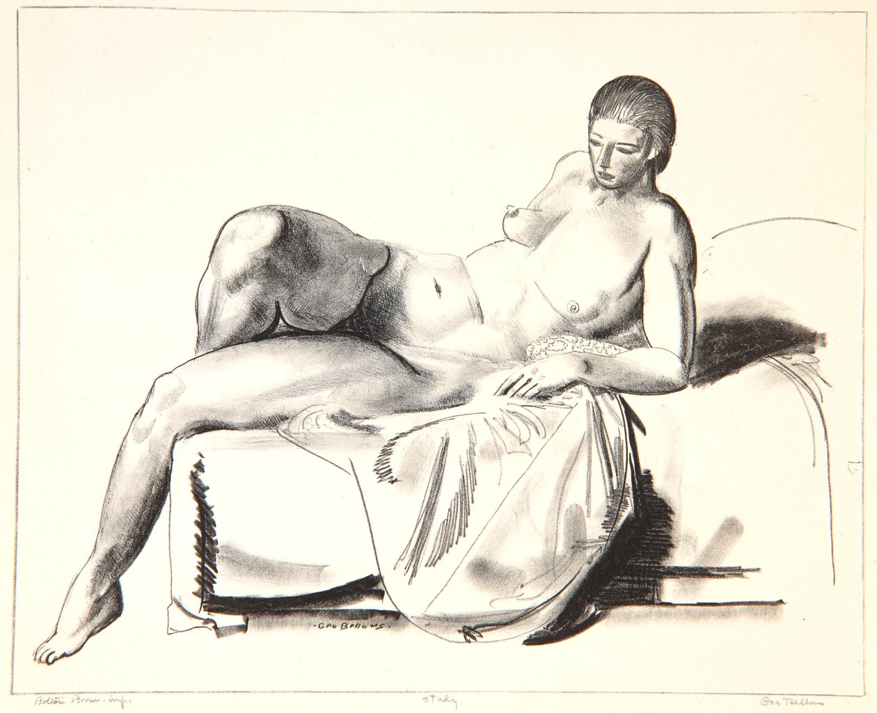 Nakenstudie, Classic on a Couch, 1923-24 av George Wesley Bellows
