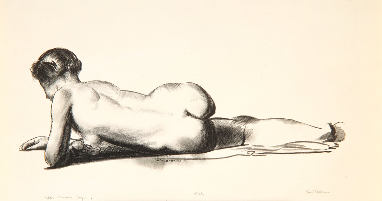 Nakenstudie, kvinne som ligger utsatt, 1923-24 av George Wesley Bellows