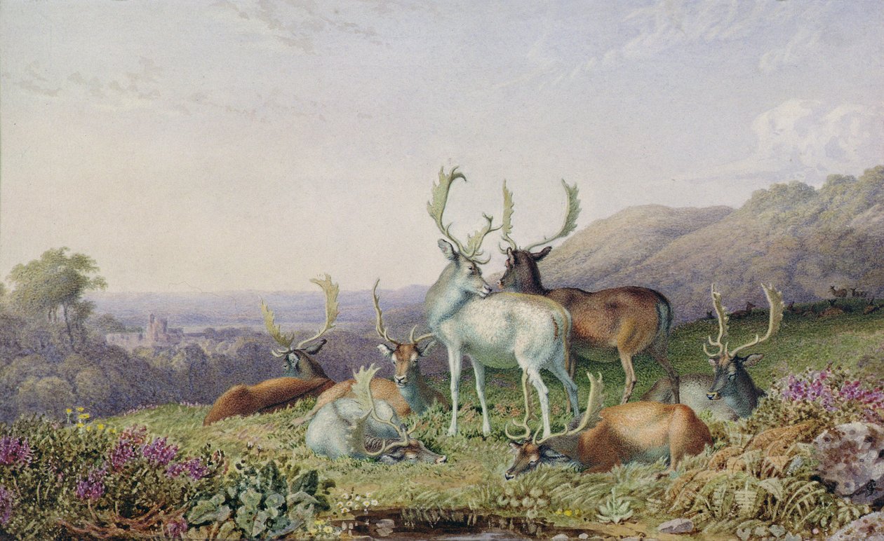 Hjort i et landskap av George the Younger Barret