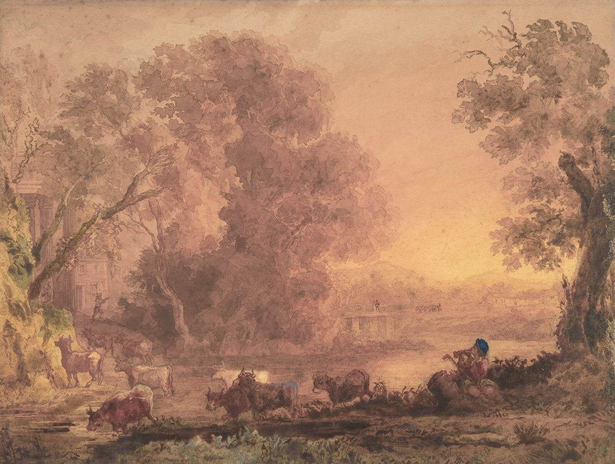 Arkadisk landskap, 1820-42. av George Barret the Younger