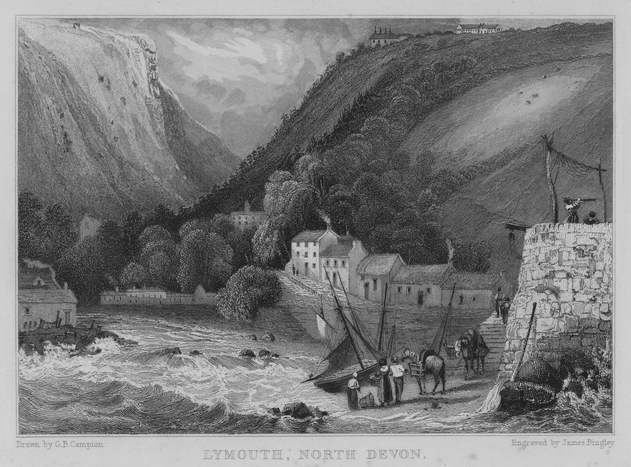 Lynmouth, North Devon (gravering) av George Bryant Campion