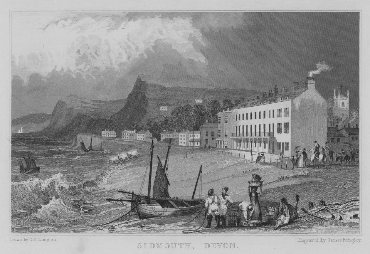 Sidmouth, Devon (gravering) av George Bryant Campion