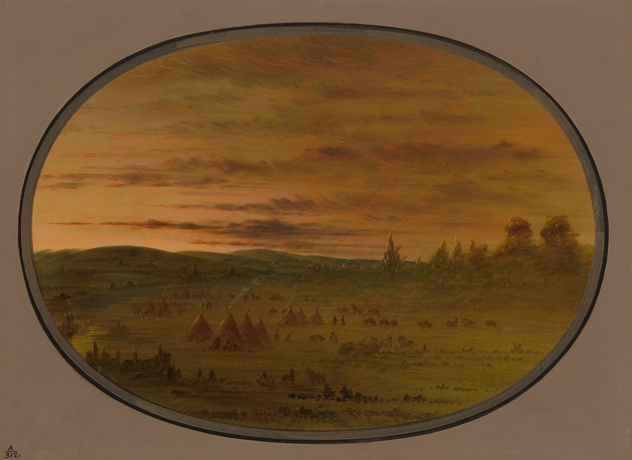Et indisk leir ved solnedgang, 18611869. av George Catlin