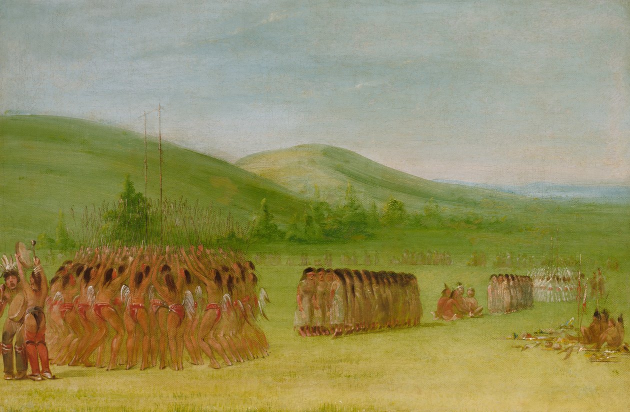 Ballspilldans, Choctaw, 1834-1835. av George Catlin
