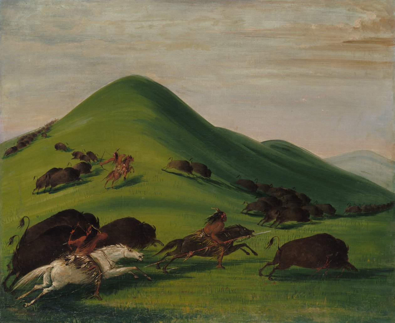 Buffalo Chase over Prairie Bluffs, 1832-1833. av George Catlin