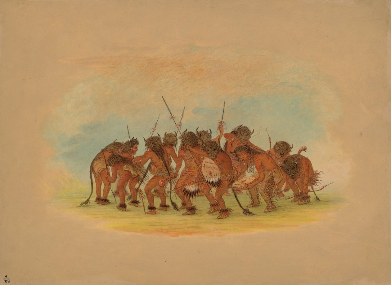 Buffalo Dance - Mandan, 1861. av George Catlin