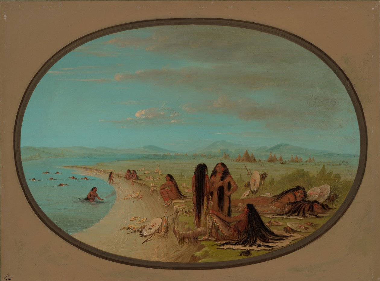 Crow Warriors Bading, 18611869. av George Catlin