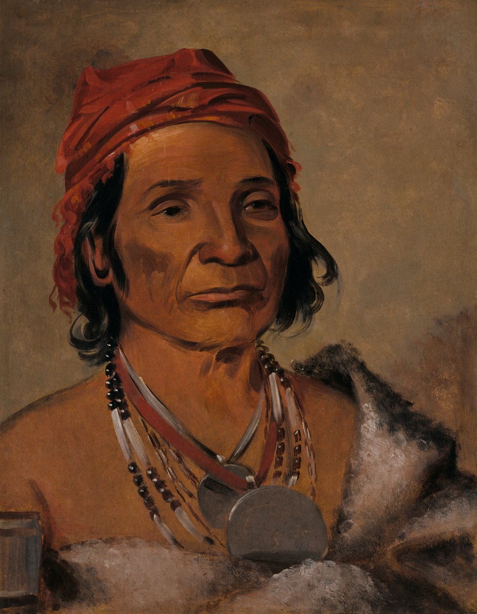 Deep Lake, en gammel høvding, 1831. av George Catlin
