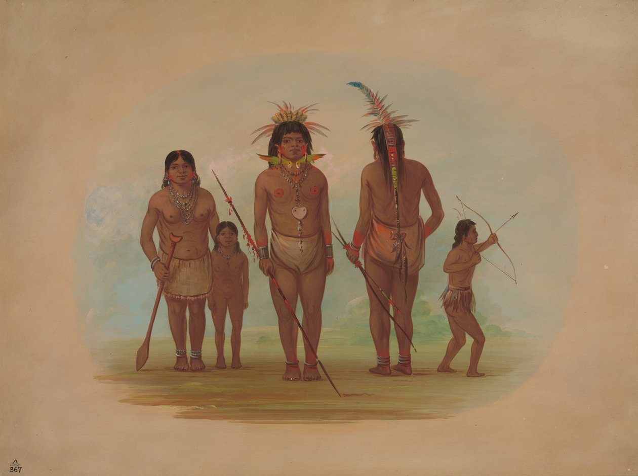 Fem Iquito-indianere, 18541869. av George Catlin