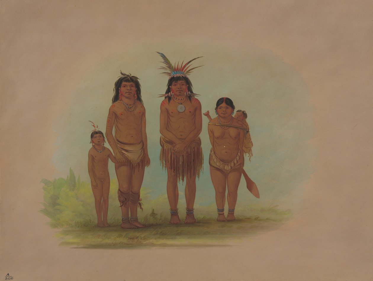 Fire Sepibo-indianere, 18541869. av George Catlin