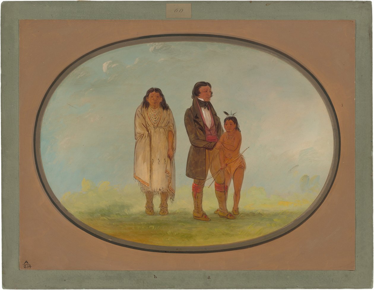 Kaskaskia-sjef, hans mor og sønn av George Catlin