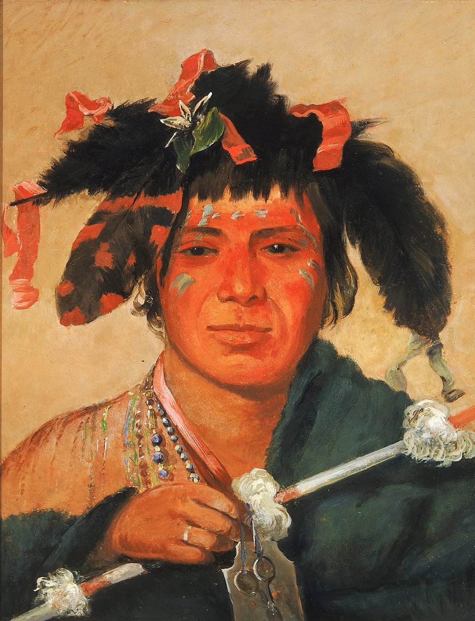 Ko-mán-i-kin-o-haw, Little Whale, a Brave, 1831. av George Catlin