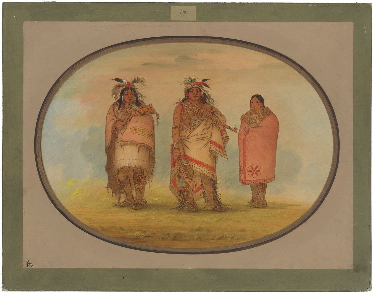 Menomonie-sjef, hans kone og sønn av George Catlin