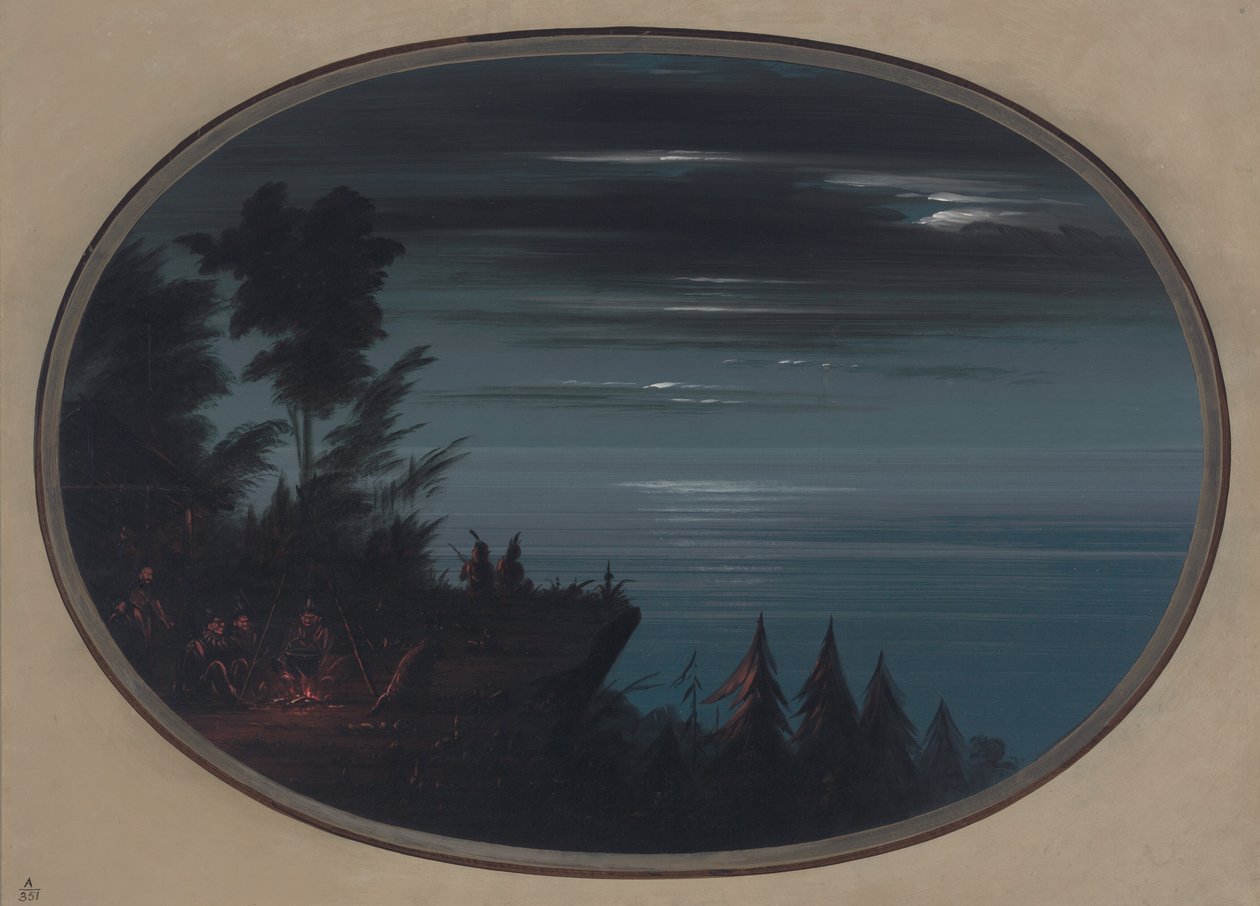 Nayas Village om natten, 18551869. av George Catlin