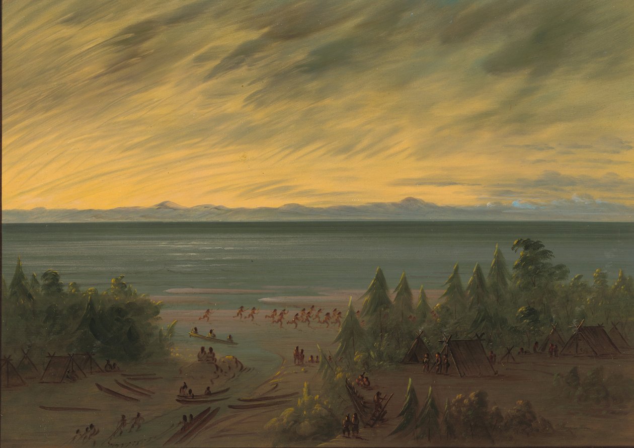 Nayas Village ved solnedgang, 18551869. av George Catlin