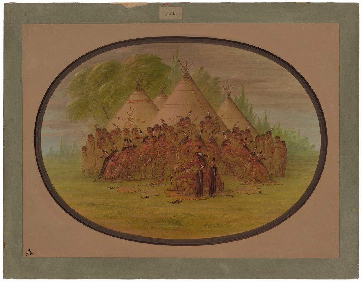 Pipe Dance - Assinneboine av George Catlin