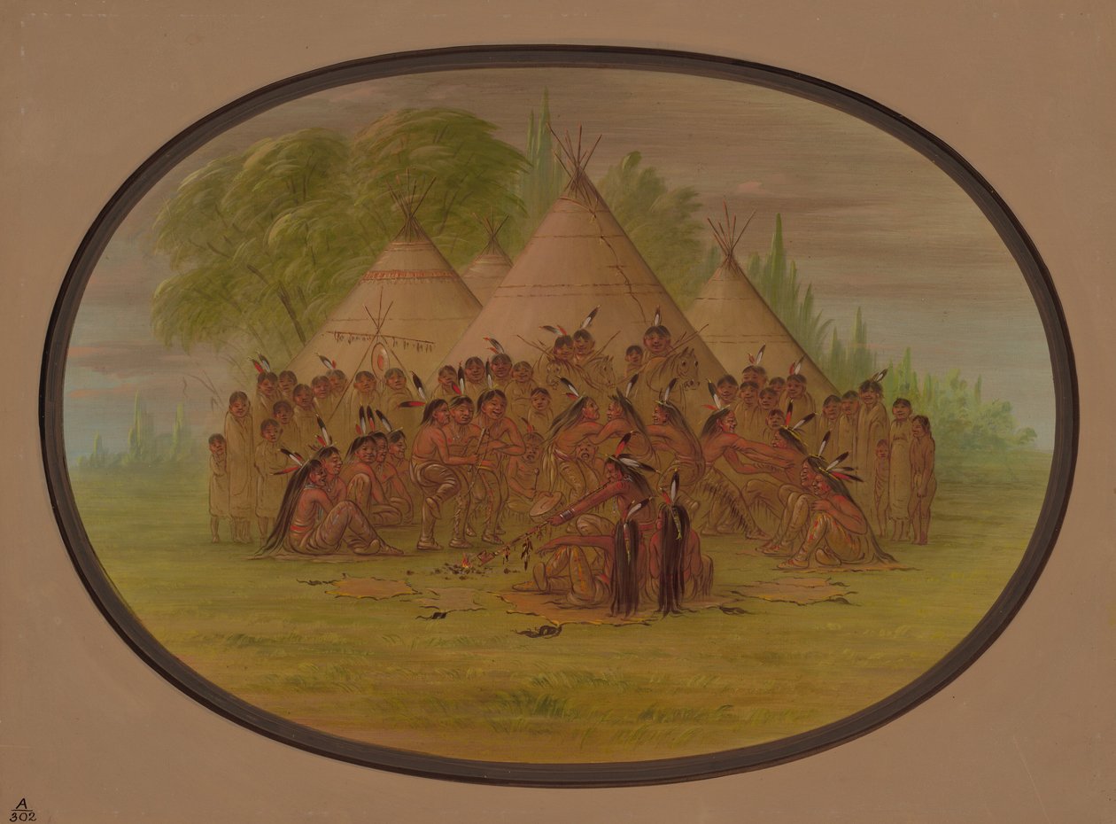 Pipe Dance - Assinneboine, 18611869. av George Catlin