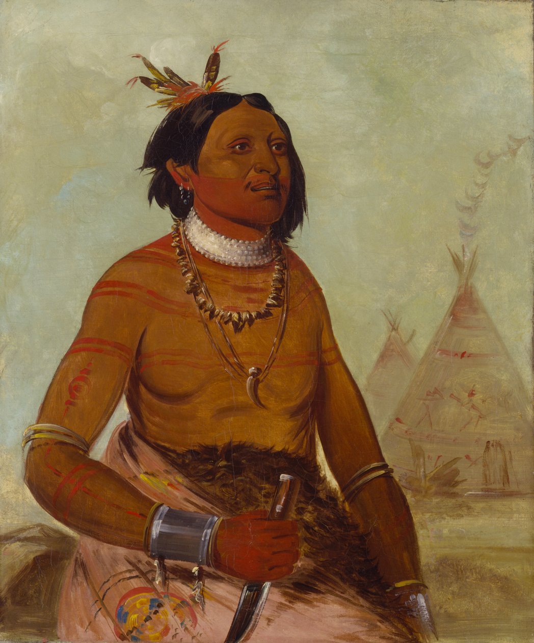 Quack-ham-kay, Stone Shell, a Brave, 1834. av George Catlin