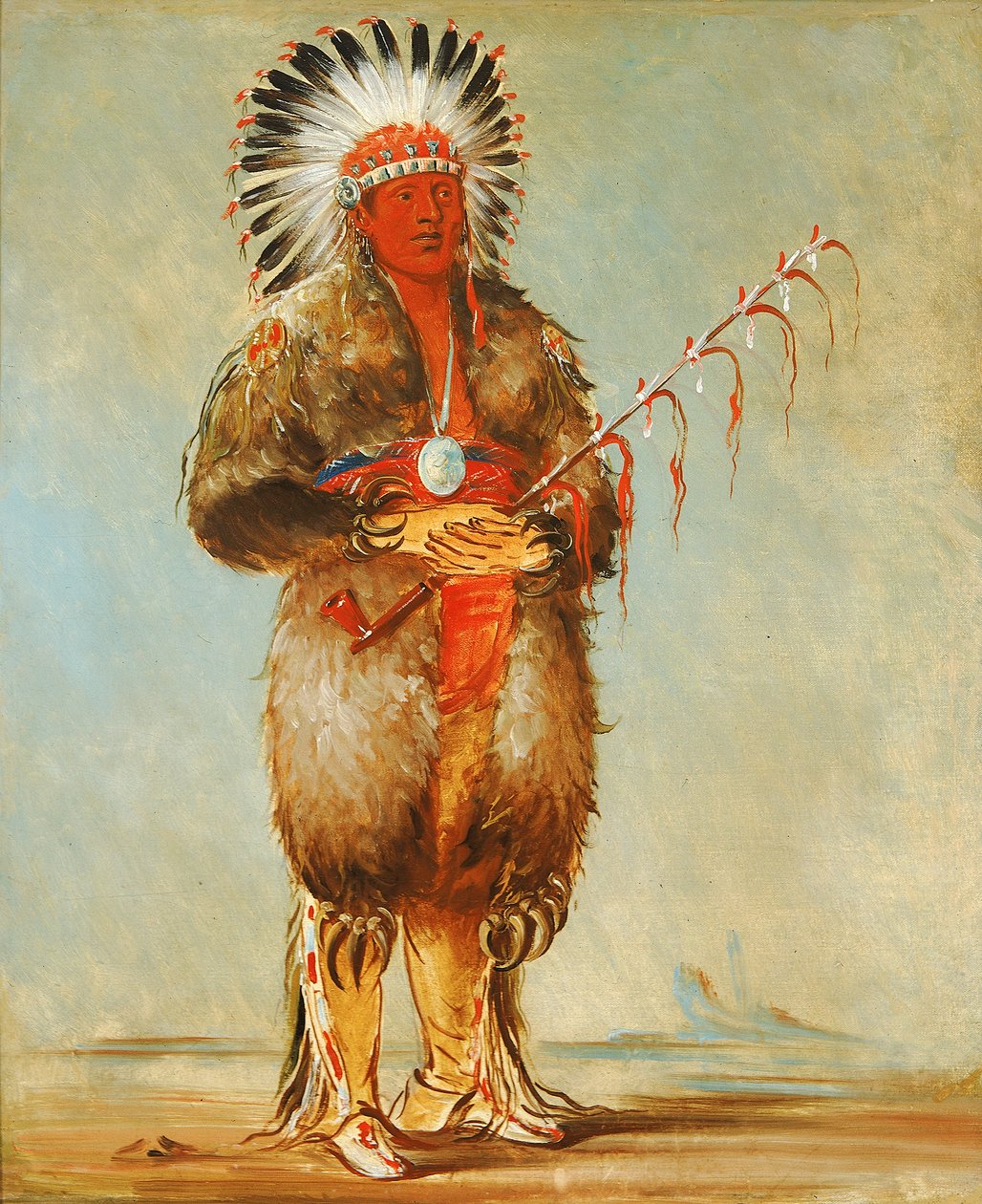 Ráw-no-way-wóh-krah, Loose Pipestem, a Brave, 1832. av George Catlin