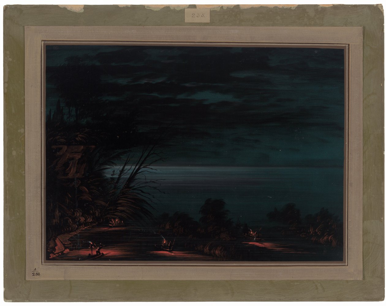 Salmon Spearing - Ottowas av George Catlin