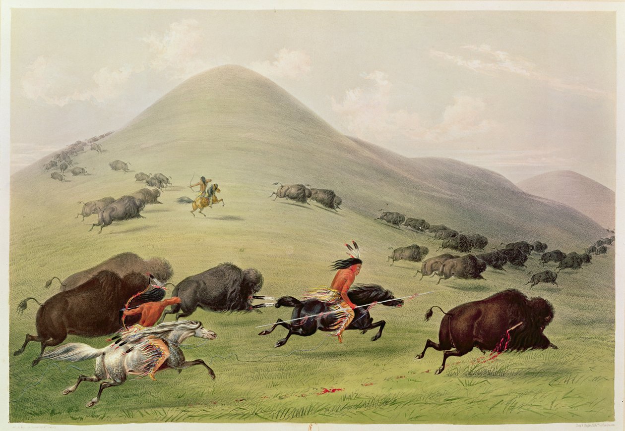 Bøffeljakten, ca. 1832 av George Catlin