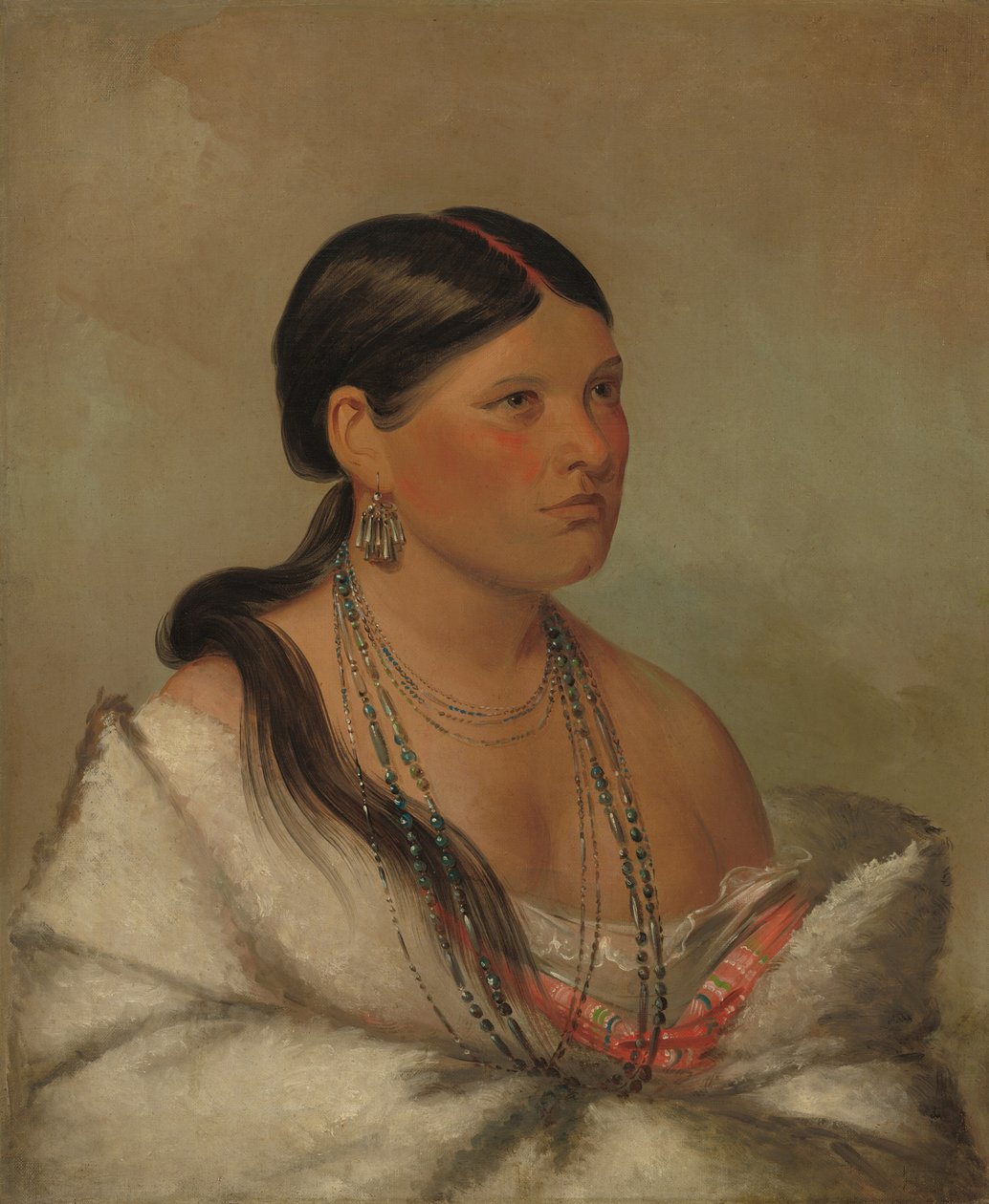 Den kvinnelige ørnen - Shawano, 1830. av George Catlin