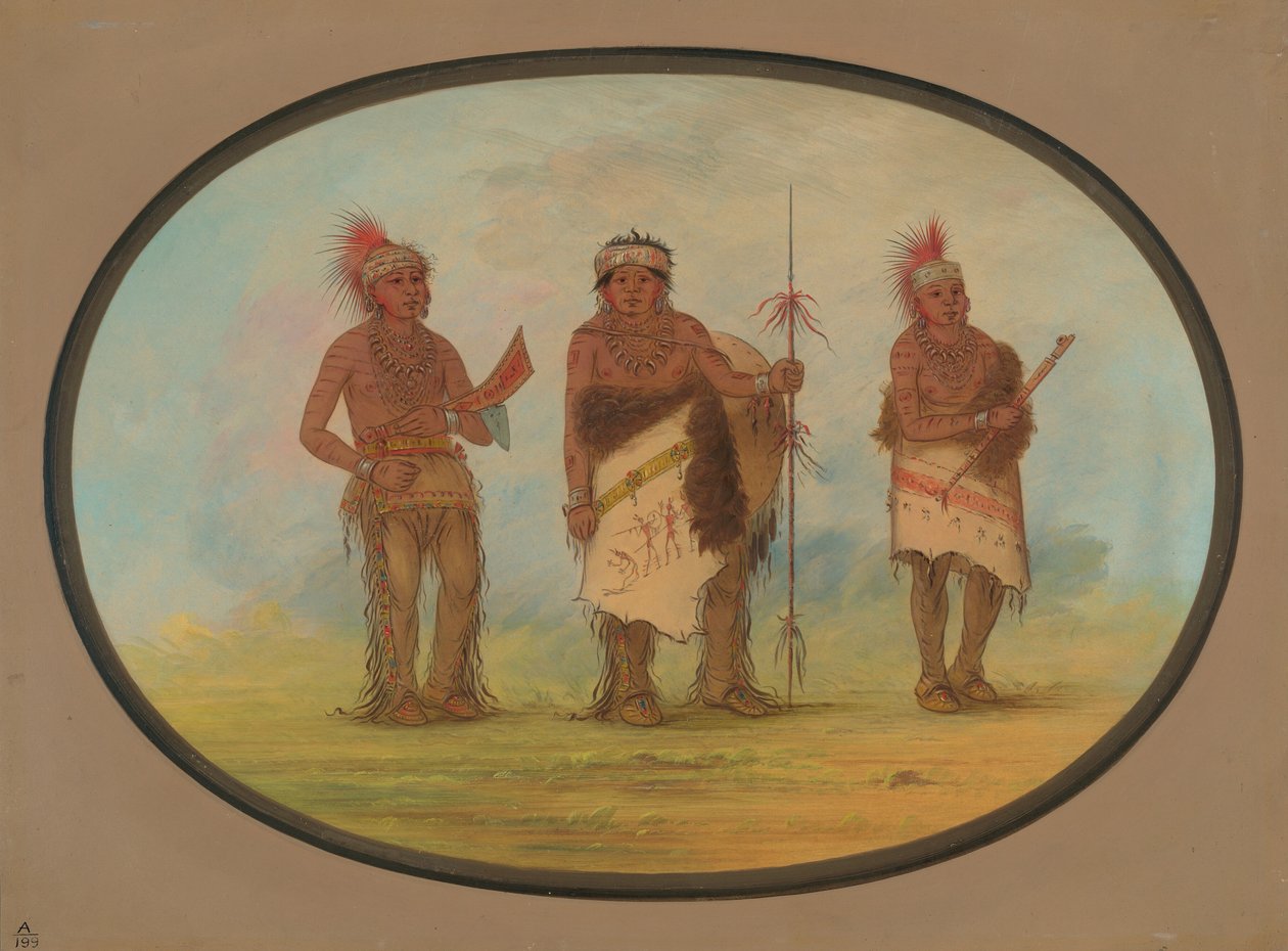 Tre Iowa-indianere, 18611869. av George Catlin