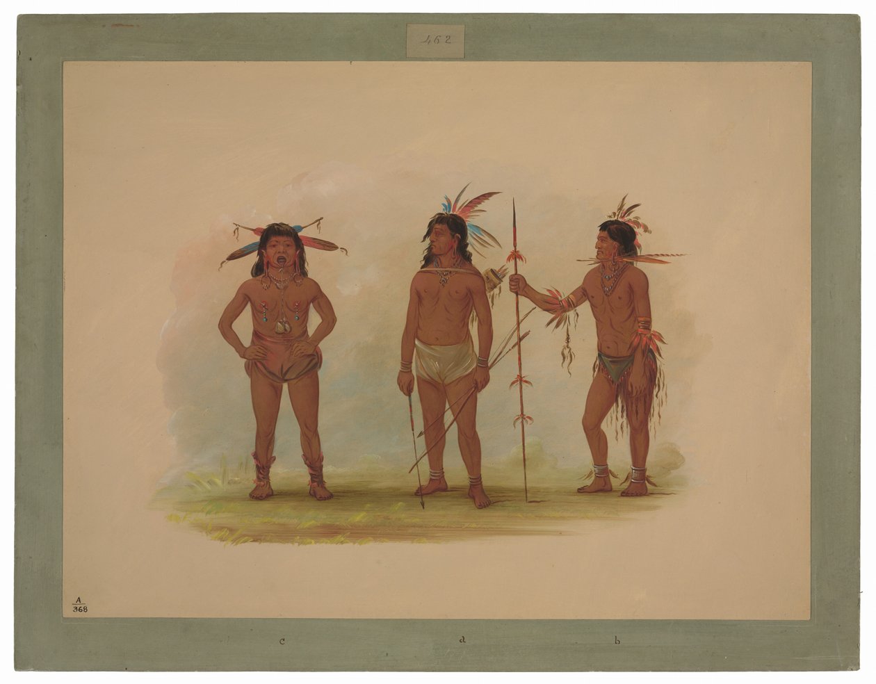 Tre Omagua menn av George Catlin