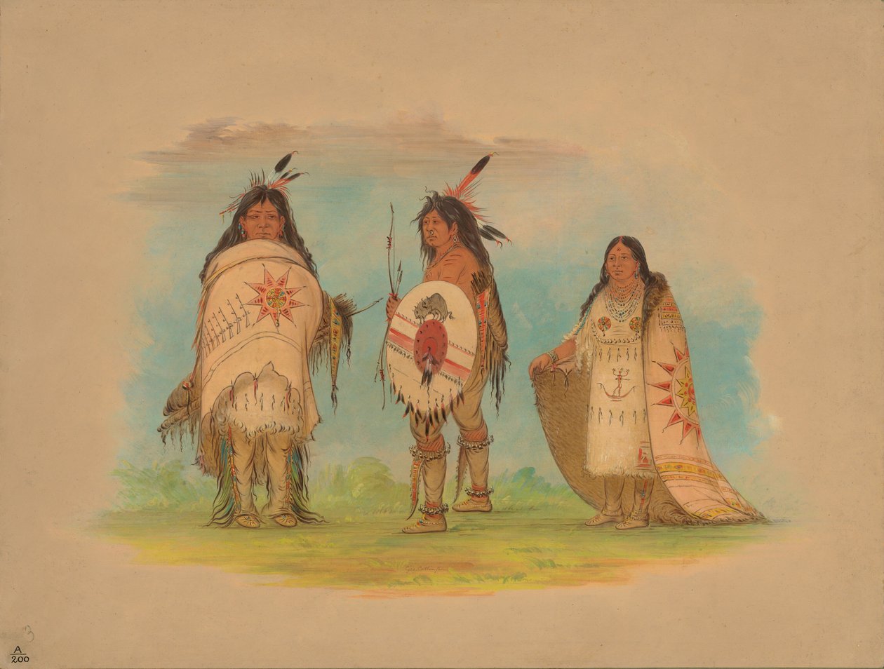 Tre Riccarree-indianere, 1861. av George Catlin