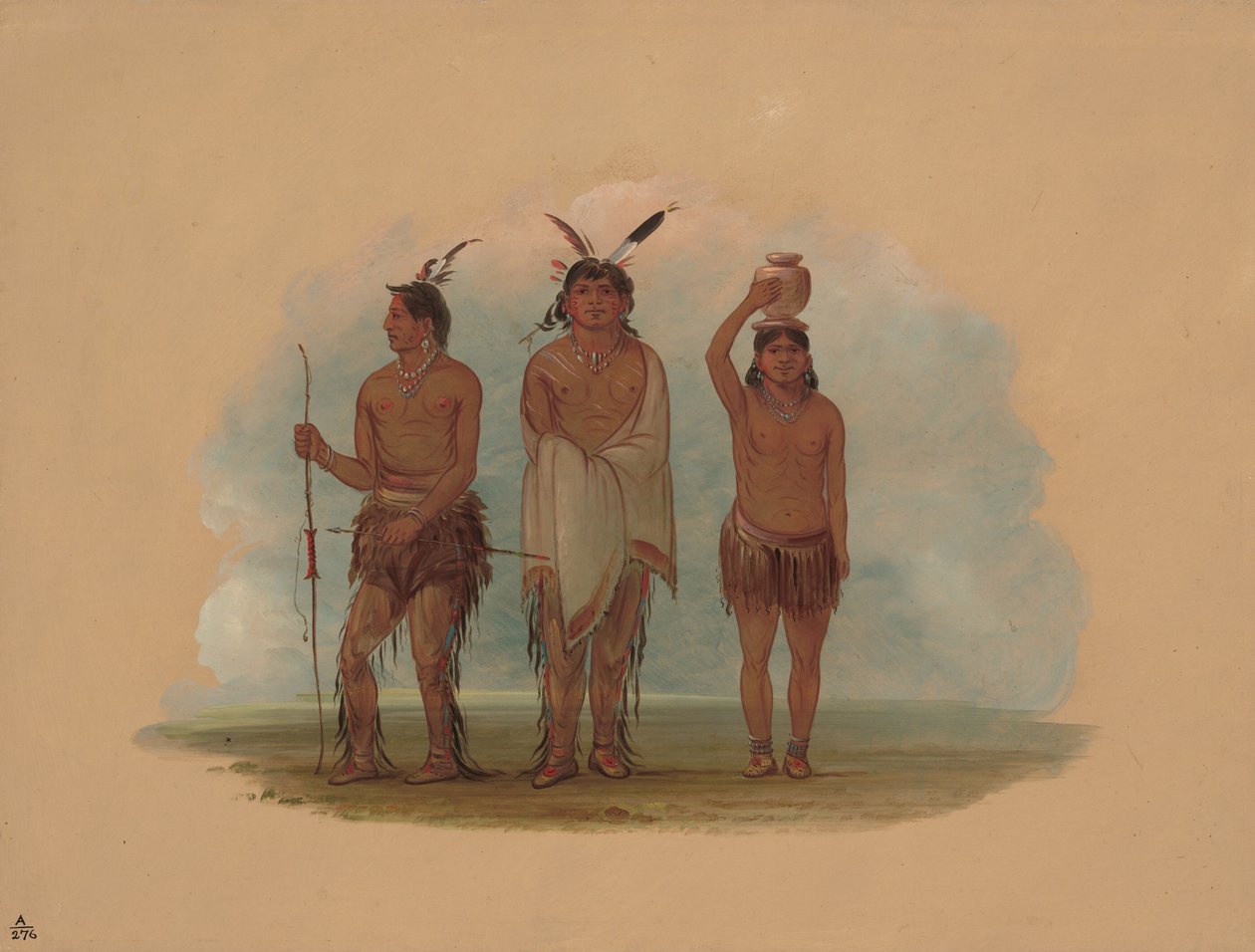 Tre Walla Walla-indianere, 18551869. av George Catlin