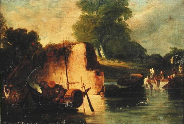 The Pool (olje på lerret) av George Chinnery
