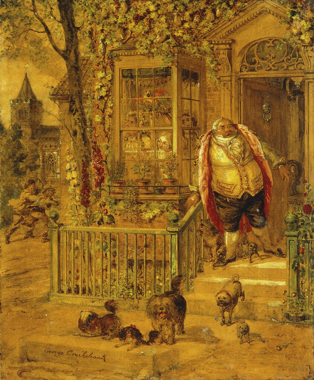 En løpsk bank, av George Cruikshank