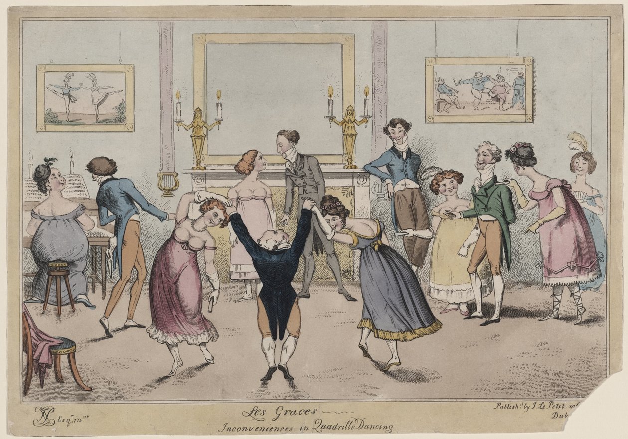 Les Graces, ulemper i Quadrille-dans av George Cruikshank