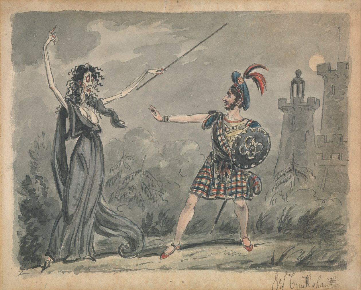Macbeth og heksen av George Cruikshank