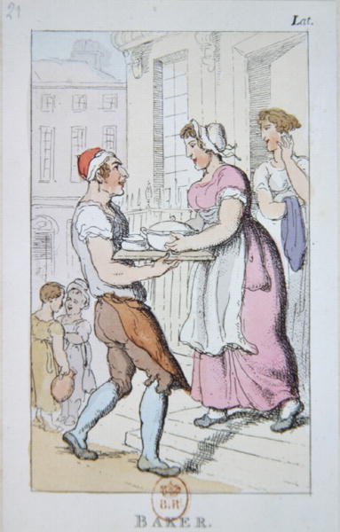 A Baker (farget gravering) av George Derville Rowlandson