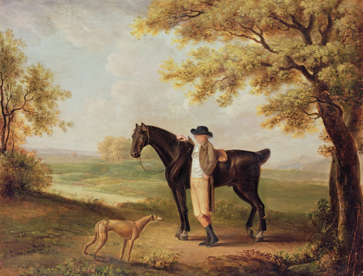 Hest, rytter og whippet av George Garrard