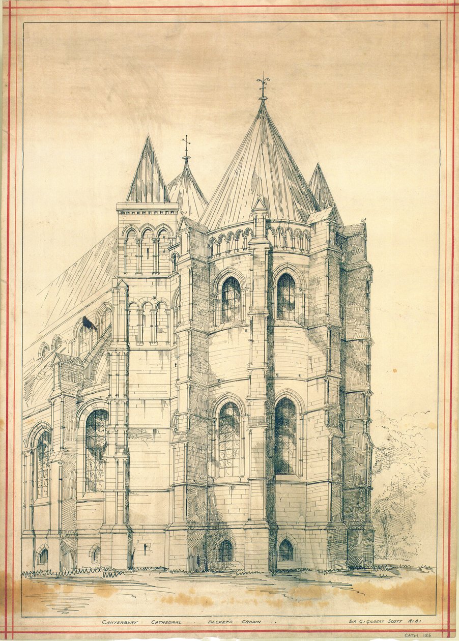 Skisse, ca. 1860 (papir) av George Gilbert Scott