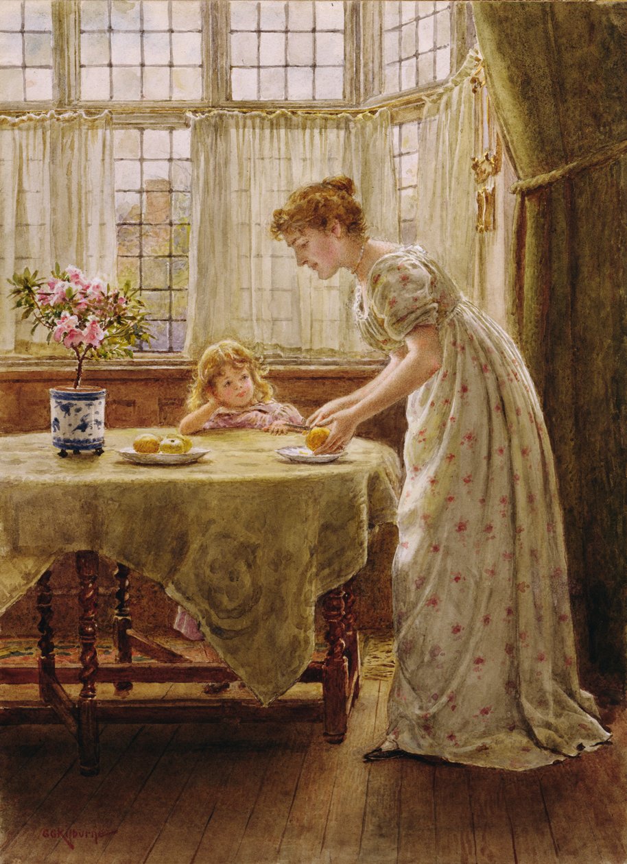 Ettermiddagsgodt (wc på papir) av George Goodwin Kilburne