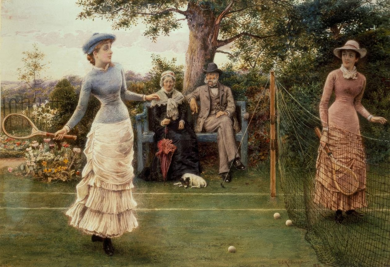 G.G. Kilburne, tennisspill / maleri, 1882 av George Goodwin Kilburne