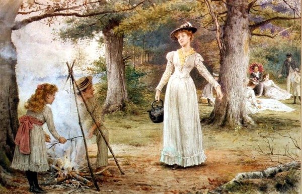 Stoking the Fire (wc) av George Goodwin Kilburne