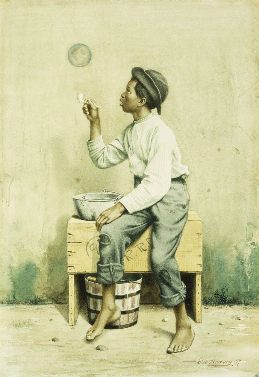 Black Boy Blowing Bubbles, 1887 av George Harvey