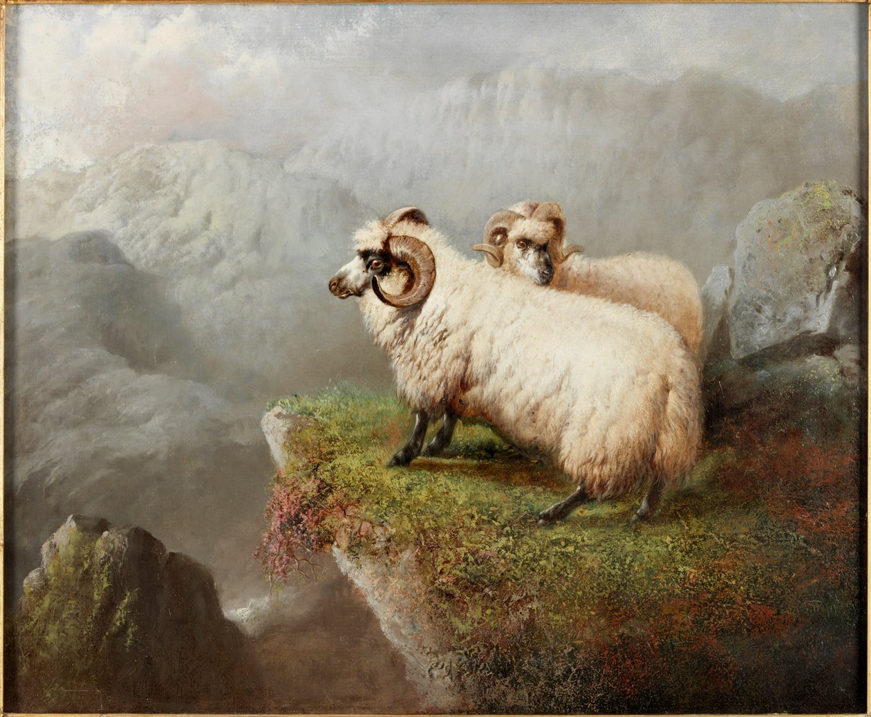 Sau på en klippekant, ca. 1865-68 av George Hepper